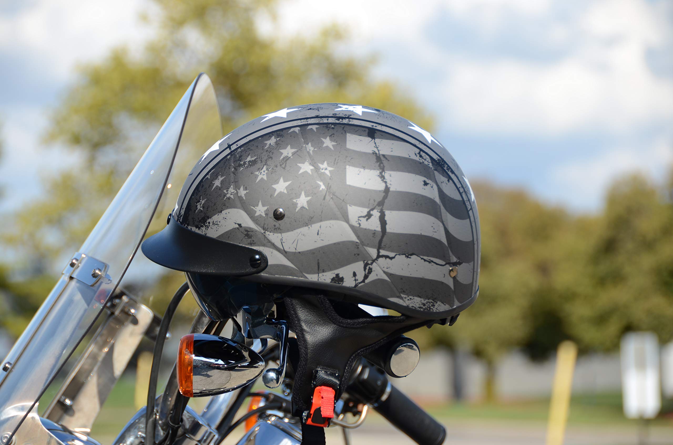 Vega Helmets Warrior Motorcycle Helmet W/Sunshield (Patriotic Flag, X-Large) (7817-055),Black